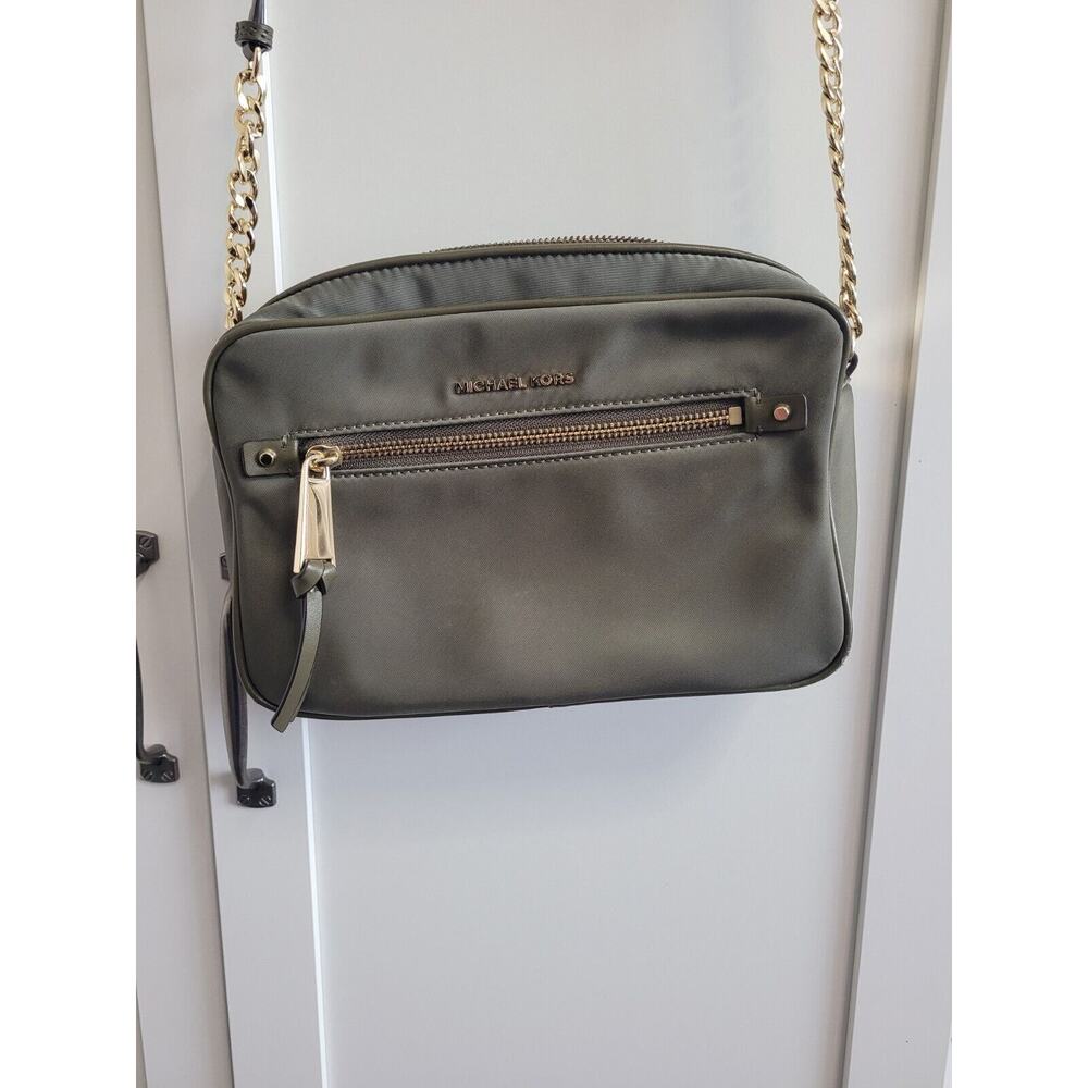 Michael Kors Large Nylon Crossbody Handbag - Olive Green W/Gold Hardware - Picture 3 of 11